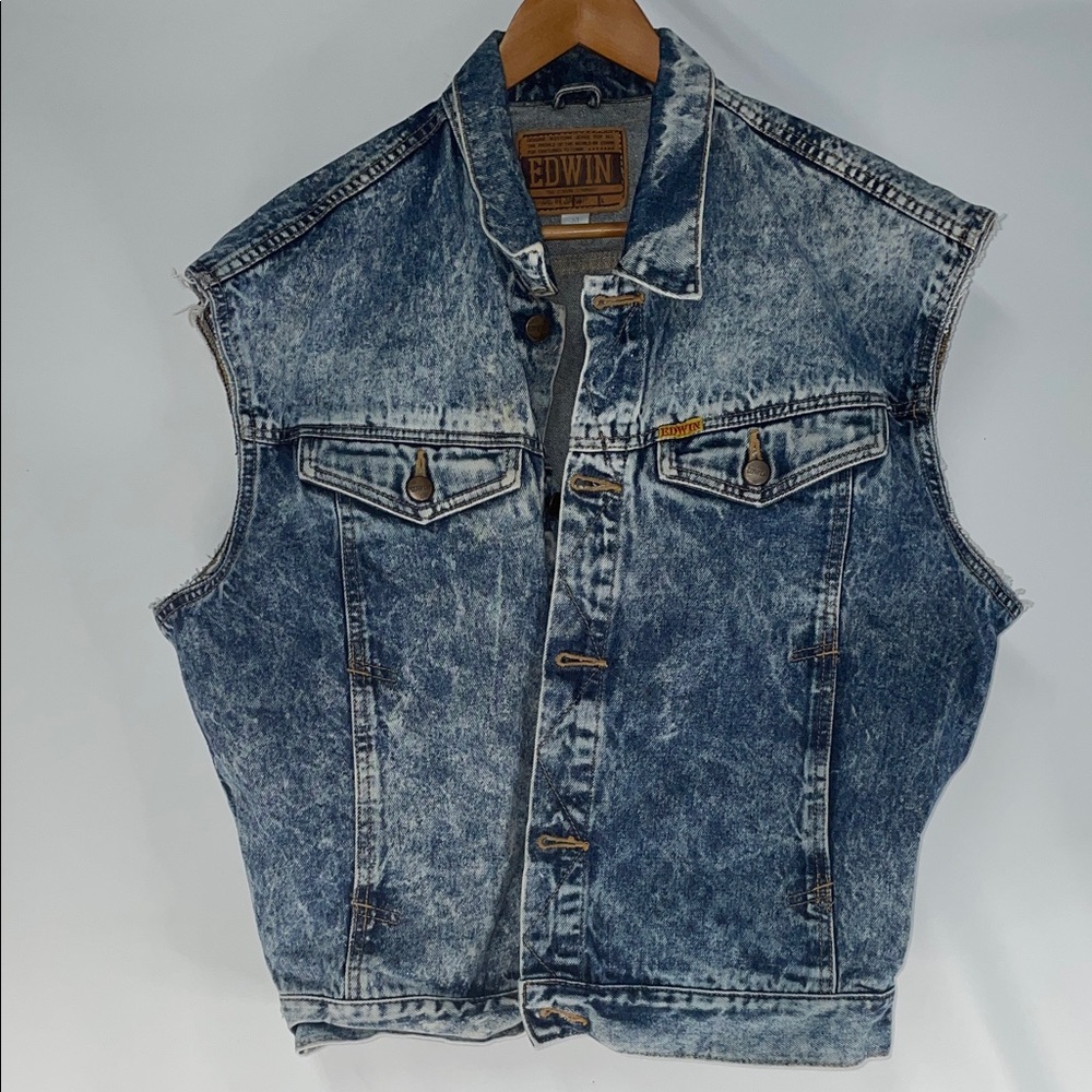 VINTAGE EDWIN ACID WASH DENIM VEST FTL-01-105